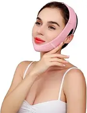 V Line Lifting Mask for Women – Double Chin Eliminator & Jaw Exerciser, Reusable Face Slimmer for Sleeping, Saggy Skin Tightener, Medium Size, Pink