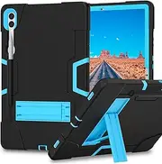 Tablet Kickstand Case Compatible with Samsung Galaxy Tab S9 FE Plus SM-X610/SM-X616 12.4inch,Hybrid Heavy Duty Protective Cover,TPU Shockproof Rugged Stand Protection Case.Black+Blue