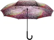 Galleria Enterprises A Pathway in Monet's Garden Reverse Close Umbrella, Travel Umbrella Compact and Windproof with Auto Open and Close Button, Functional Art Printed on a Portable Umbrella Built with Fiberglass Ribs Perfect for Rain and Sun Protection