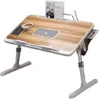 Lap Desk Bed Tray Table,Adjustable Laptop Stand for Bed with USB/Light/Fan/Drawe