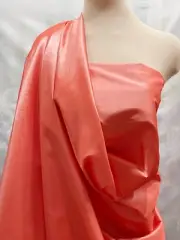 CATIONIC TAFFETA FABRIC CORAL 047 FORMAL, BRIDAL. HOME DECOR, 1 YARD