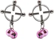 SAHOOSAFETY Nipple Clamps Women With Bells Restraints Bondage Flirt Cosplay Nipple Clip Adjustable with Screws Bell Clamps Sex Toys for Women(Rosa)