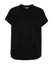 Lorena Antoniazzi Gathered Detailed Short-Sleeved Poplin Blouse 40,42 black