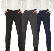 Boys Slim Fit Classic Junior Flat Front Formal Kids Dress Pants Slacks