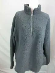 NWT Abercrombie & Fitch Size XL Womens Black Teddy Fleece Half-Zip Pullover T107