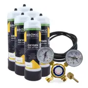 Bromic Disposable Gas Bottle - PURE OXYGEN 6 x 2.2 Litre Combo - 12mm Thread