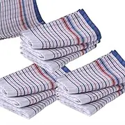 10 Pcs Set, Commercial Grade Vintage Tea Towels Heavy Duty, 100% Cotton, Momi Check Linen, 45cmx80cm, Bigger, Thicker, Better