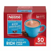 Nestle Fat Free No Sugar Added Hot Cocoa Mix, 0.28 Ounces, 30 Per Box, 6 Per