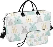 Large Bag Sports Gym Bag Carry On Tote Bag with Adjustable Strap for Airplane Traveling Waterproof Easter Cute Rabbit, Multi, 1 size, Modern/Fitted, Multi, 1 size, Modern/Fitted