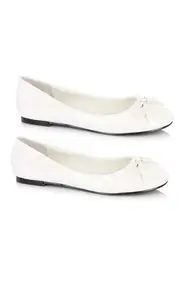 Adult Womens White Ballet Flats Tin Woman Shoes