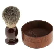 Wooden Men's Shaving Brush with Shave Mug Bowl Barber Beard Soap Cup Set