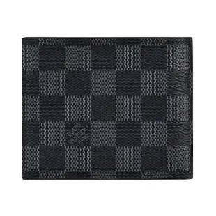 【Louis Vuitton 路易威登】LV N60053 AMERIGO棋盤格LOGO Damier Graphite帆布8卡對折短夾(黑)