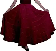 [Phagun] Women Cotton Long Skirt 9 Panel Full Circle Skirt Maxi Summer Clothing