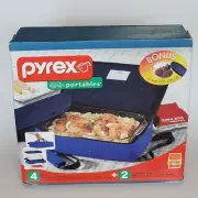 Pyrex Portables 11" x7" food carrier + 4 cup round dish sealed original box