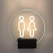 Toilet Sign Bathroom Door Sign Men's and Women's Restroom Signs, LED Restroom Sign, Wall Mount Toilet Lighted Sign, 7 Inch Round Bathroom Signs for The Office, Business or Home