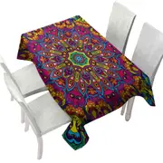 Purple Red Demons Mandala Tablecloth