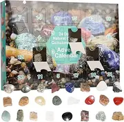 2023 Advent Calendar, 24 Day Rocks Advent Calendar, Natural Crystal Gemstone Stone Minerals & Fossils Advent Calendar, Christmas Holiday Countdown Advent Calendars Xmas Girls for Boys Girls(Dark Blue)