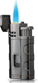 PROMISE Torch Lighter Triple Jet Flame Refillable Butane Lighter Windproof Lighter- Butane Not Included (Black)