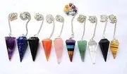 Beautiful Lot of Seven Gemstone Cone Pendulums Crystal Healing Men Women Gift Wellness Positive Energy Metaphysical Feng Shui Reiki Meditation Chakra Balancer Powerful