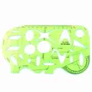 Math Drawing Learning Plastic Template Ruler Protractor Clear Green