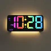 9" Digital Wall Clock with Night Light, Digital Clock with 8 RGB Colors, Dual...