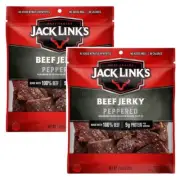 Jack Links 100% Beef Jerky PEPPERED, Cracked Black, 9g Protein 2 pack