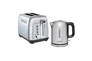 Morphy Richards Equip 1L Kettle MREK1SS & 2 Slice Toaster MREK1B Set Silver