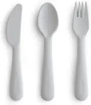 mushie Dinnerware Cutlery Set of 3 For Kids | Made in Denmark (Cloud) Cloud