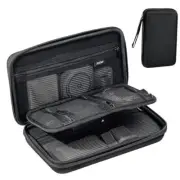Large Hard Travel Electronic Organizer Case for MacBook Power Adapter Black