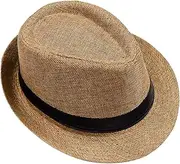 [keland] Fedora Trilby Hat Summer Straw Hat Panama Hats for Men and Women