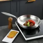 Uncoated Frying Pan 304 Stainless Steel Wok Skillet Fried Steak Pot Home