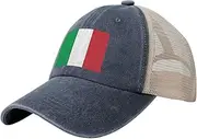 [Generic] Flag of Italy Cowboy Mesh Baseball Cap for Italian Man Woman Outdoor Adjustable Denim Hat
