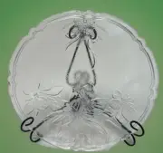 Heavy Glass Poinsettia & Mistletoe Holiday Platter, Vintage Seasonal 13” Platter