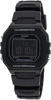 [Casio] W218H-1B Black Band Unisex Adult Digital Watch, Black Dial, 44.4 × 43.2 × 10.8 mm