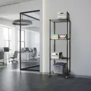 Modular Wire Storage 350 x 350 x 1800mm Steel Shelving in Black with Wheels
