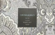CYNTHIA ROWLEY GREY TAUPE PAISLEY MEDALLION FULL QUEEN DUVET COVER SET W/ SHAMS