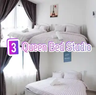 Three Queen Bed Studio@Trefoil Setia Alam