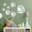 7Pcs Acrylic Mirror Wall Stickers Fish Wall Decals for Tile Office Classroom