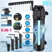 5-in-1 UV Sterilizer Filter Light Oxygen Internal Pump Aquarium Fish Pond Tank