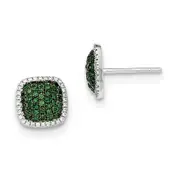14K White Gold Real Diamond u0026 Pav?ó?é¼?í Green Real Diamond Post Earrings