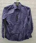 New Hugo Boss Slim Fit Organic Cotton Long Sleeve Button Up Shirt Blue Sz XLg
