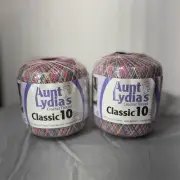Aunt Lydia’s Classic 10 Crochet Thread 2 Ball Lot Pastels Variegated 300yd Rare