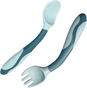 Baby Fork and Spoon - Weaning Spoon Fork | Ergonomic Grip Learning Utensils First Stage Flatware Set for Solid Food Kids Daycare Children Boys Weaning