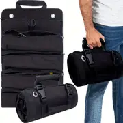 Hardware Tool Storage Bag Roll Up Tool Bag with Detachable Zipper Pouch Heavy Duty Tool Organizer