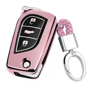 Tpu One-Piece Electroplating Opening Full Coverage Car Key Case With Key Ring For Toyota Yaris L / Corolla / Yaris L / Camry / Vios / Highlander