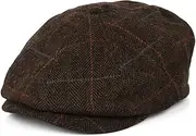 [BRIXTON] Brood II Balloon Hat Window Pane Herringbone Pattern – Brown/Black/Red
