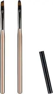 2pcs Nail Clean Up Brushes, Painting Brushes for Nails with Round & Angled Head Pen Painting Tools Nail Remover Brushes for Art Design & Polish Mistake Cleaning (Tea Brown)