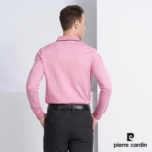 【pierre cardin 皮爾卡登】商務休閒 花朵印花長袖POLO衫-粉色(5225260-75)