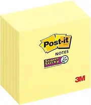Post-it Super Sticky Notes, 76x76mm, 6 Pads, 2X The Sticking Power, Canary Yellow (654-6SSCY)
