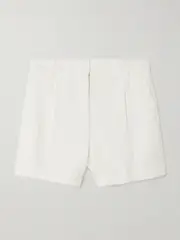 [Brunello Cucinelli] Brunello Cucinelli - Pleated Cotton And Linen-blend Twill Shorts - Beige - IT48 IT 48 Neutrals